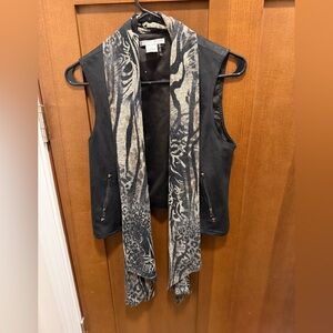 Alberto Makali Black and Gray faux leather Patterned Vest